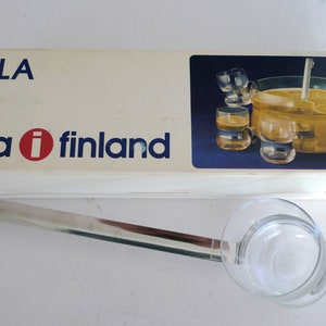 Iittala PAULA Punch Ladle - finnischeglas mit silber vergoldeten Metall Clips Griff von Jorma Vennola In original Box