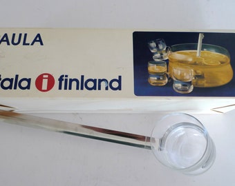 Iittala PAULA Punch Ladle - Finnish Glass with Silver Plated Metal Clips Handle by Jorma Vennola In original Box