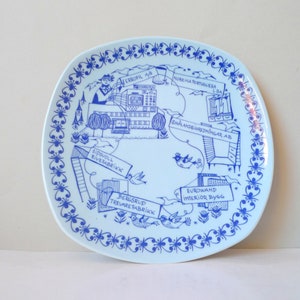 Figgjo Kitchen Decor Wall Hanging - Blue Wall Plate Norwegian House decoration by Kari Nyquist