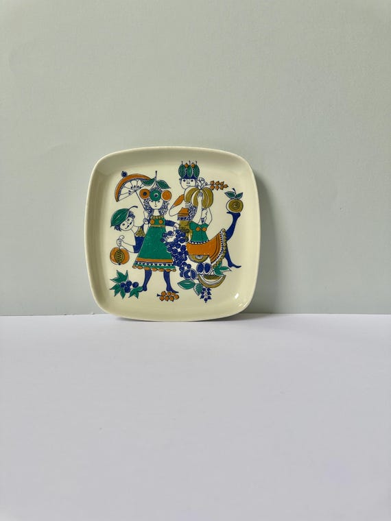 Figgioレア ヴィンテージ アネマリエ マグ&プレートセット Vintage Figgjo Square Plate - Norwegian Scandinavian Design 1970s