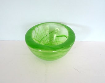 Small Green Votive Tea Candle Holder - Hadeland Vintage Scandinavian Bowl