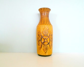 West German Bay Lamp Base Vase 68 25 Vintage Orange Brown Ceramic lamp