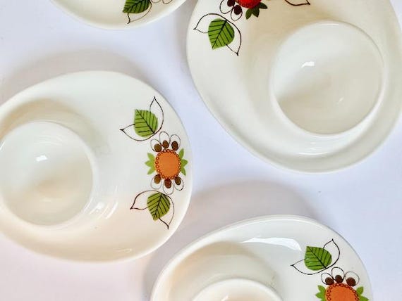 Vintage Figgjo Marianne Jonsok Egg Cups: Scandinavian Floral Set