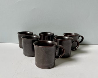 Five Vintage Höganas Swedish small mugs - Brown espresso cups 1990s from Sweden Design Marie-Louise Hellgren