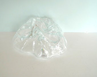 Vintage Sea Glasbruk Iceberg Candle Holder – Renate Stock Swedish Art Glass Tealight, Scandinavian Decor