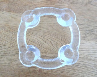 Pukeberg small Candle Holder - Swedish Art Glass 1970s Christmas Advent Candle Holder