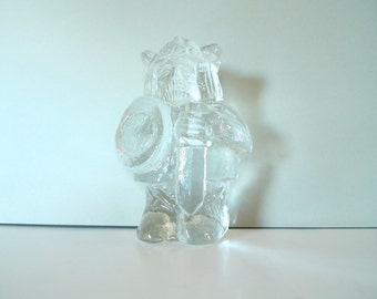 Magnor Glass Viking Figurine - Art Glass 1970s Retro Norway Viking Figure