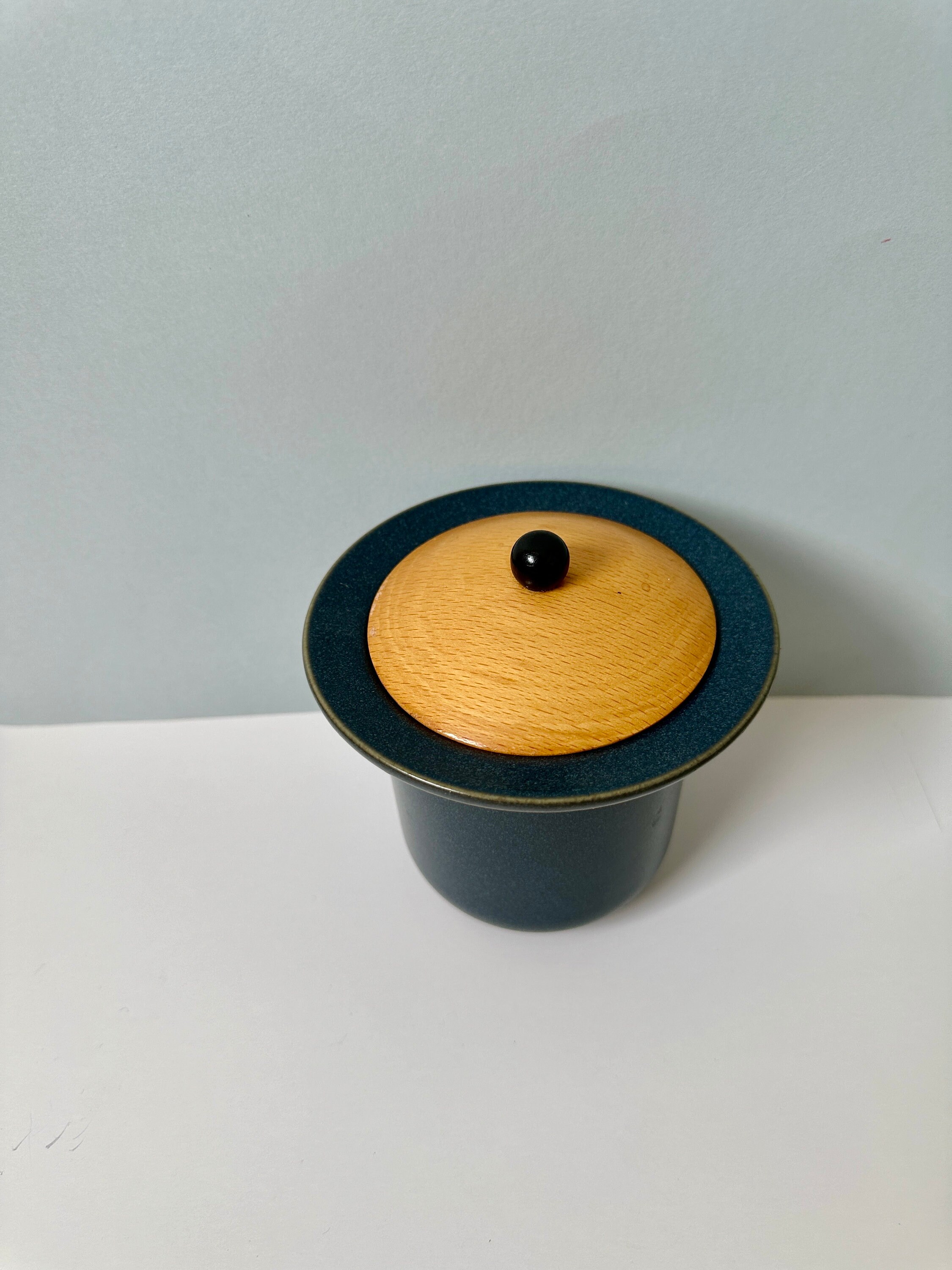Vintage Höganäs Swedish Ceramic Bowl With Wood Lid - Eva Hanner