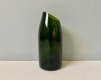 Repurposed and recycled Glass bottle to vase bottle green carafe Environmental friendly