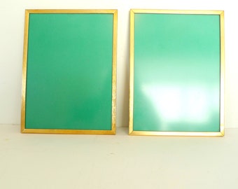 Pair of two vintage golden metal picture frames - Scandinavian vintage photo frame and gold wooden frame 1960s Set of two