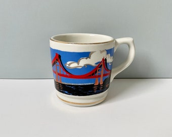 Vintage San Fransisco 1970s mug - Souvenir Mug Mid Century Vintage Modern Golden Gate Bridge memorobilia am