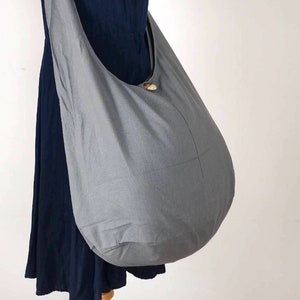 Stone Grey Cotton Messenger Bag Handmade & Versatile Handmade Crossbody Bag Slouchy Boho Bag Everyday Casual Bag