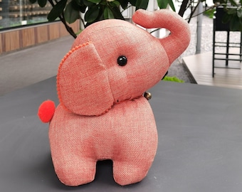 Thai Fabric Elephant Doll Unique Souvenir Stuffed Elephant Organic Cotton Soft Toy Elephant Home Decor Gift (Orange)