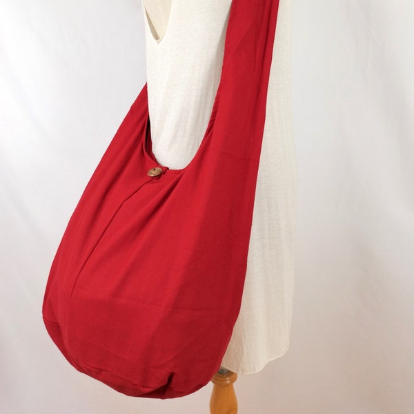 Red Cotton Messenger Bag Shoulder Bag Handbags Hippie Bag Hobo Bag Sling Bag Crossbody Bag Diaper Bag Overnight Purse Tote Bag