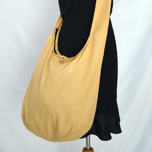 Mustard Yellow Fabric Shoulder Bag Crossbody Bag Handmade Boho Bag Minimalist Hippie Bag
