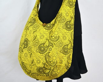Yellow Crayon Paisley Cotton Bag  Handbags Beach Bag Crossbody Bag Boho Bag Hobo Bag Diaper Bag Messenger Bag Purse PBB19