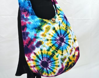 Stunning Rainbow Swirls Tie Dye Bag Hippie Bag Hobo Bag Sling Bag Cotton Shoulder Bag Boho Crossbody Bag Sling Bag Purse Messenger Bag 014