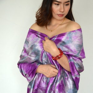 30x66 Women Purple Tie Dye Scarf Silk Scarf Top Quality Handmade Multi Colored Scarf Wide Scarf Bohemian Scarf Gift Scarf Shawl