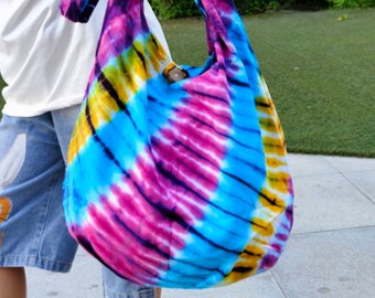 Yoke Design Tie Dye Bag Hippie Bag Hobo Bag Sling Bag Cotton Shoulder Bag Boho Crossbody Bag Sling Bag Purse Messenger Bag 004