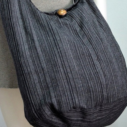 Black Cotton Messenger Bag Shoulder Bag Handbags Hippie Bag Etsy