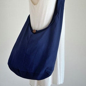 Navy Blue Cotton Messenger Bag Shoulder Bag Handbags Hippie Bag Hobo Bag Sling Bag Crossbody Bag Diaper Bag Overnight Purse