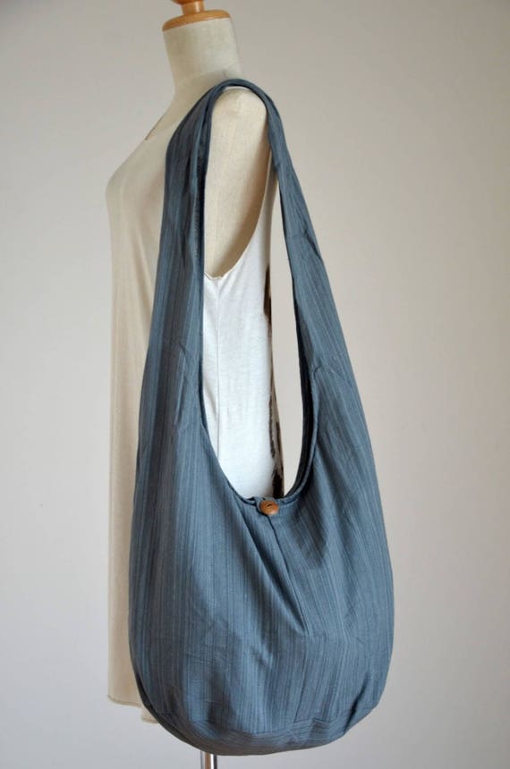 Beige 60s 70s Modern Classic Cotton Bag Hippie Bag Boho Hobo Bag Crossbody Bag Sling Bag Shoulder Bag Messenger Bag Rainbow Bag