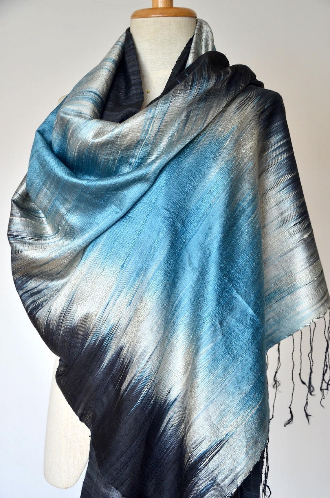Premium Women Silk Scarf Handwoven Thai Silk Scarf Large Black - Etsy UK