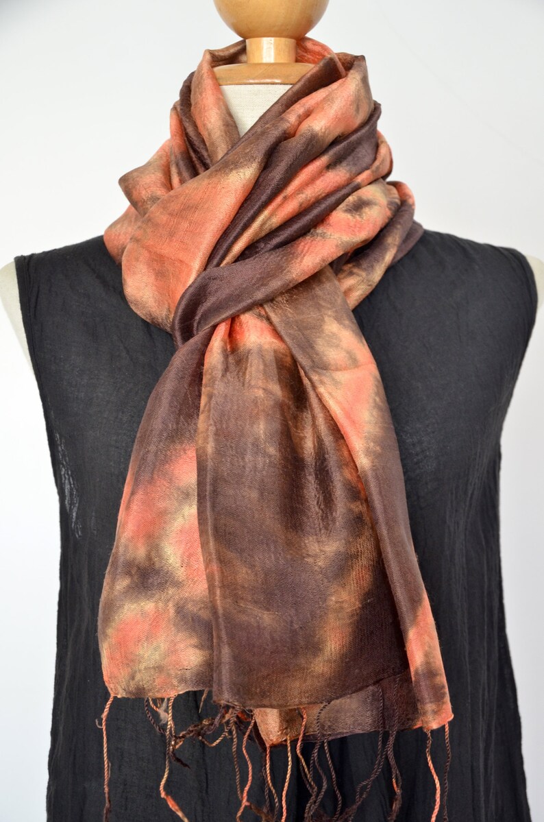 Women Orange Brown Tie Dye Scarf Silk Scarf Top Quality Etsy