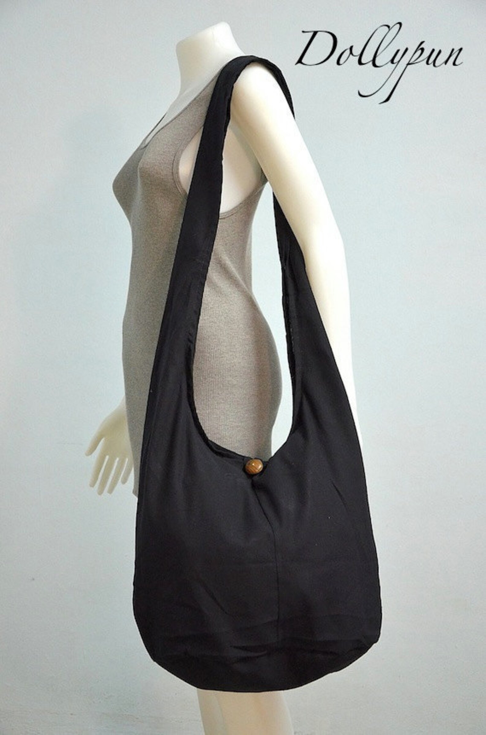 Black Cotton Messenger Bag Shoulder Bag Handbags Hippie Bag Etsy