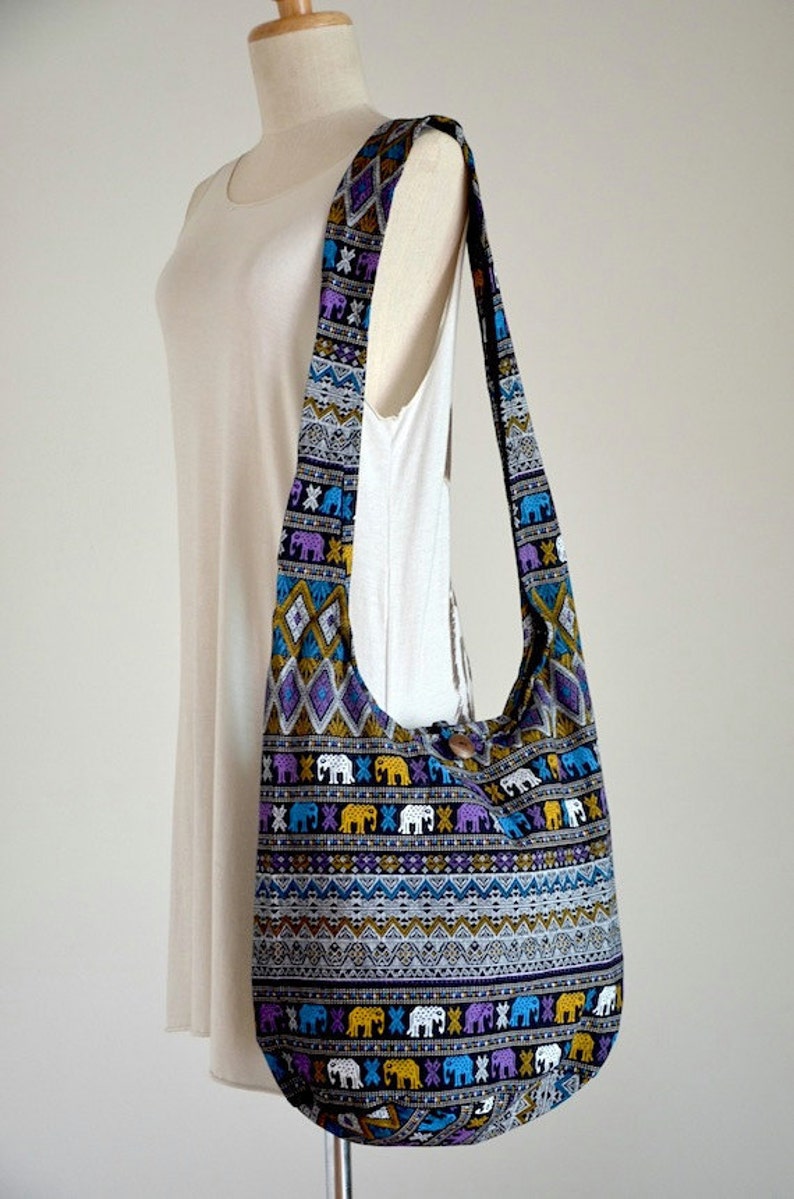 Black Elephant Bag Crossbody Bag Hippie Shoulder Bag Cotton Etsy
