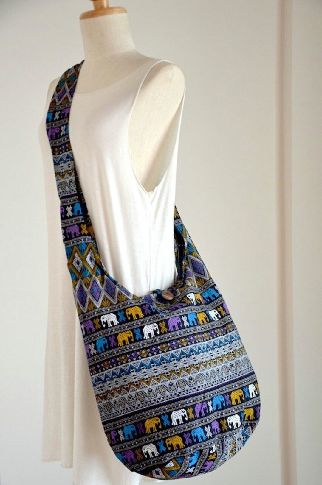 Black Elephant Bag Crossbody Bag Hippie Shoulder Bag Cotton Bag Boho Bag Hobo Bag Handbags Diaper Bag Bags and Purses Etsy Ireland