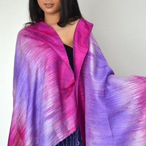 100% Thai Silk Fabric Weave Handwoven Scarf Bohemian Style Traditional Design Mudmee Pure Silk Textile Multicolor Pink