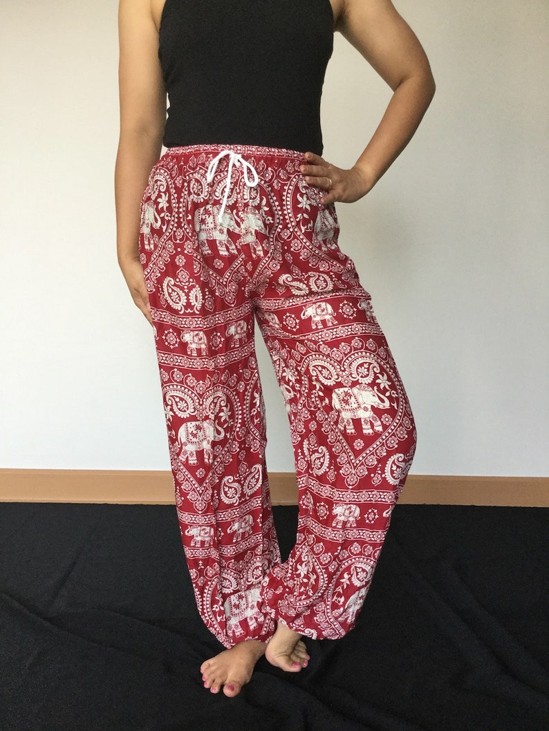 ROX673 Thai Comfiest Hippie Pants Bangkok Pants Boho Yoga Clothing Women Pants Harem Pants Ladies Pants Drawstring Pants Elephant Pants