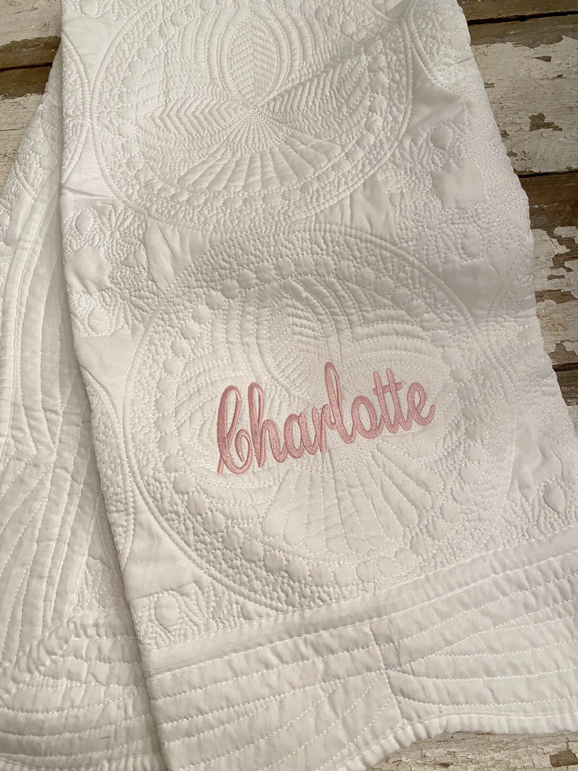 Baby Quilt/Crib Quilt/WHITE Matelasse Baby Quilt with Monogram Etsy
