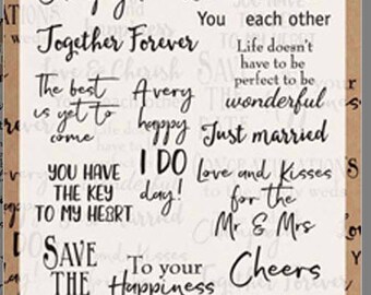Marianne design clear stamp set Wedding sentiments words CS0999