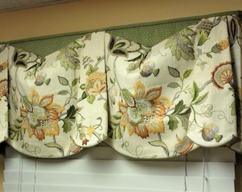 Custom Window Treatment  BEV'S BLOUSE Hidden Rod Pocket Valance fits 32"- 46" window, Made to order, Your fabrics, my labor and lining