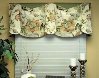 Custom Valance BEV'S BLOUSE Hidden Rod Pocket Valance fits 47"- 66" window, Window topper, Your fabrics, my labor and lining