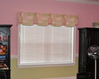 Custom Window Valance BUNNY EARS Hidden Rod Pocket Valance fits 87"- 106" window, wide width, your fabrics, my LABOR and lining