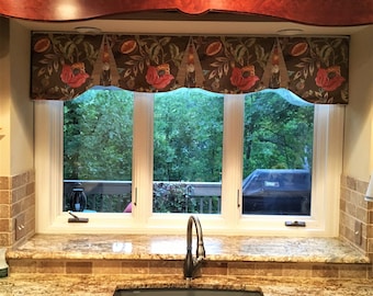 Custom Wide Width Valance CASEY Hidden Rod Pocket Valance, fits 81" - 108" window, made using your fabrics, my LABOR and lining