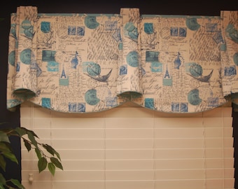 Custom TOP HAT Hidden Rod Pocket Valance fits 67"- 86" window, Custom valance made to order using your fabrics, my LABOR and lining