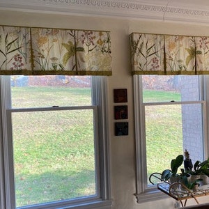 Custom Window Treatment BOX PLEATED Hidden Rod Pocket Valance, banded lower edge, fits 30 44 window, your fabrics my LABOR and lining image 3