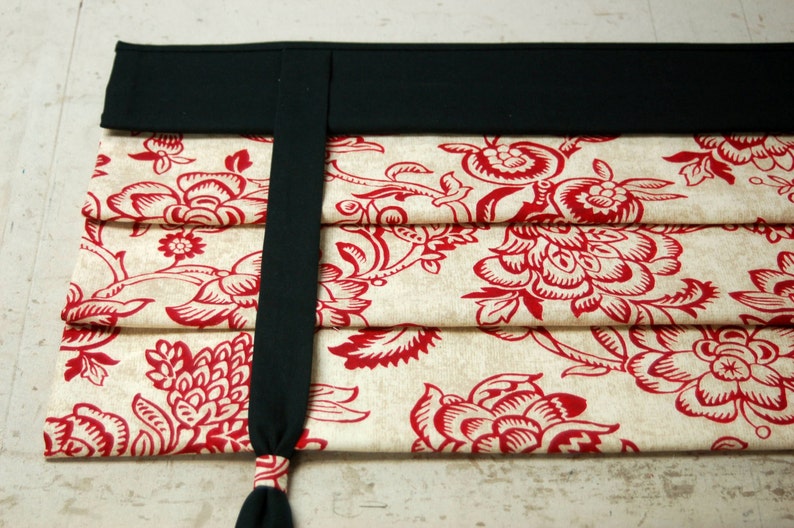 MOCK ROMAN SHADE Hidden Rod Pocket Valance with ties fits ...
