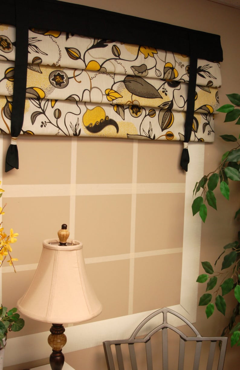 MOCK ROMAN SHADE Hidden Rod Pocket Valance With Ties Fits Etsy