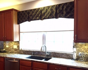 Window Valance EMMA Hidden Rod Pocket Valance fits 45"- 60" window, custom valance, made with your fabric, price includes LABOR and lining