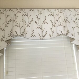 Custom Valance PEYTON Hidden Rod Pocket Valance, pleated jabots fits 32 44 window,Window treatment made using your fabrics, my lining image 2