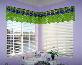 Pleated DANIELLE  Hidden Rod Pocket Valance fits 63"- 80" window, Made To Order using your fabrics, my LABOR and lining