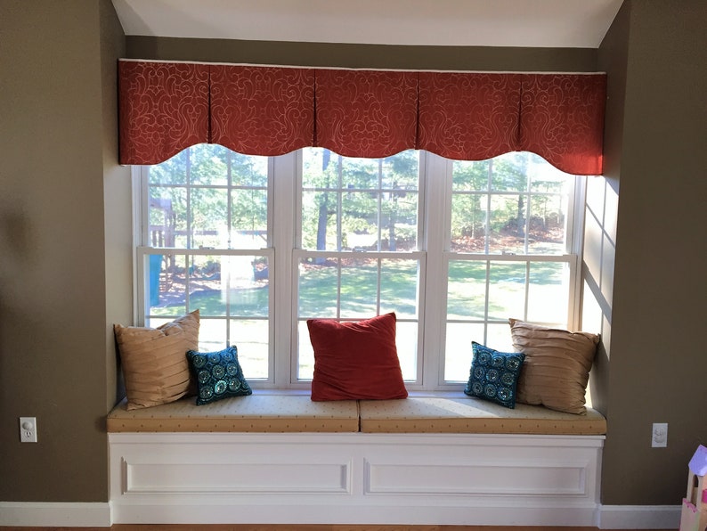 Custom Window Treatment ASHLEY Hidden Rod Pocket Valance to fit 61 80 window, Your fabrics, my LABOR and lining image 1