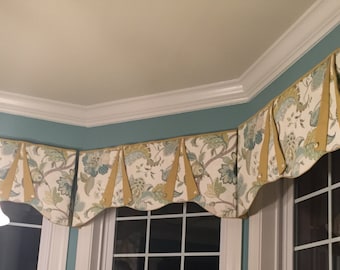 Custom Window Treatment CASEY Hidden Rod Pocket Valance, fits 45" - 60" window, constructed using your fabrics, my LABOR and lining