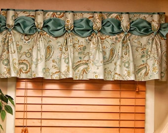 Custom DANIELLE  Hidden Rod Pocket Valance fits 30"- 44" window, Pleated Valance, Made with your fabrics, my LABOR and lining