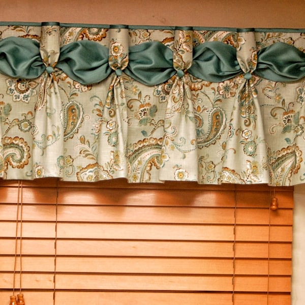 Custom DANIELLE  Hidden Rod Pocket Valance fits 30"- 44" window, Pleated Valance, Made with your fabrics, my LABOR and lining